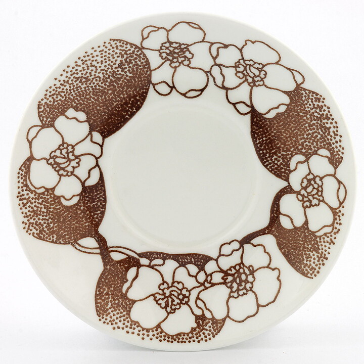 Paul Hoff (Emma 1971) Coffee Cup Saucer with Brown Flower Decor 14 cm  [Sample Images]  [Free Shipping]