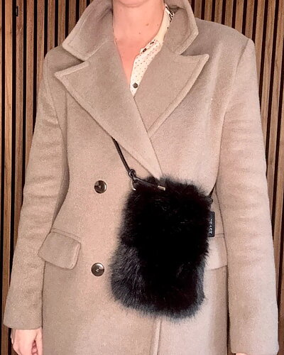Mobilväska Faux Fur i päls svart