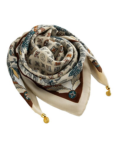 Scarf Franny med guldmagnet beige/brun/petrol