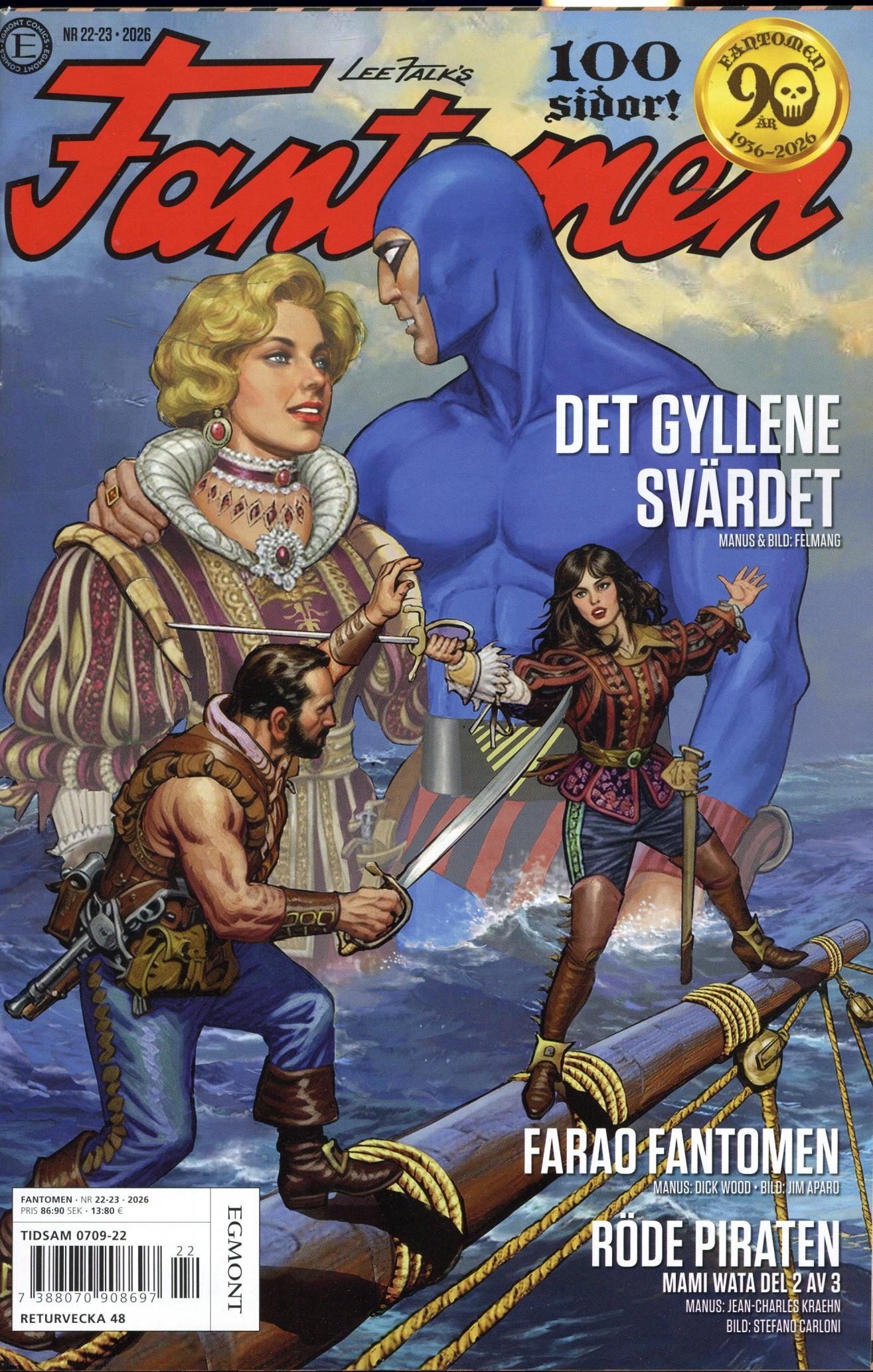 Fantomen 2026 nr 222/23 Fantomen 90år, Fantomen: Det gyllene svärdet, 100 sidor!