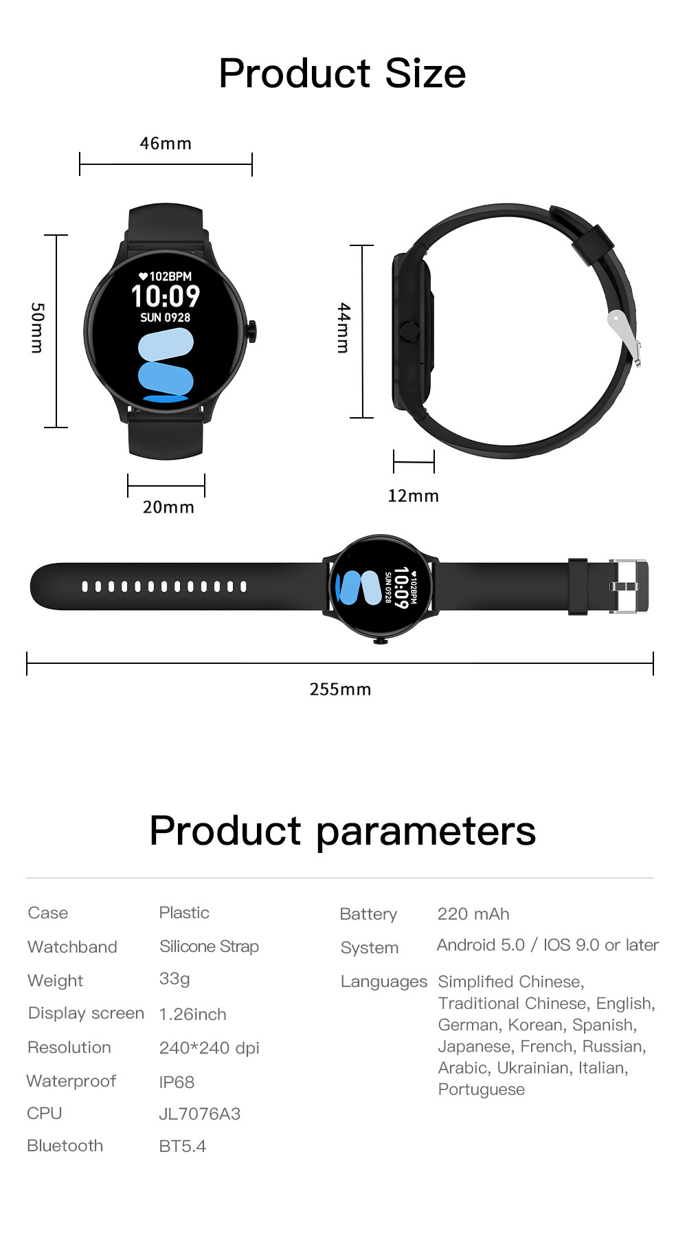 Philippe Palmer Smart Watch LP44 Blue - 15