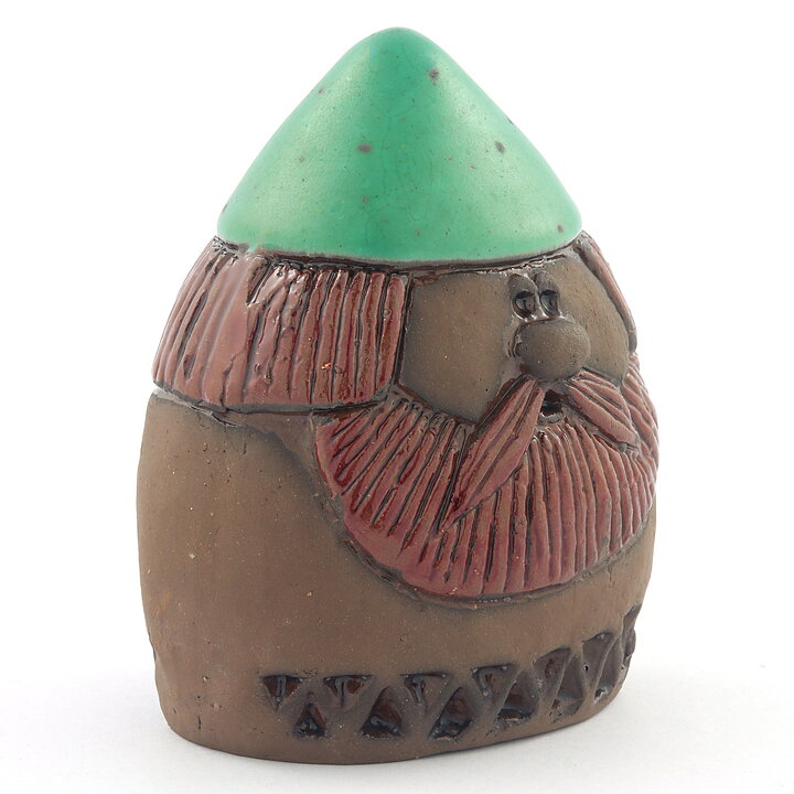 Ninnie Forsgren (1960s) Rounded Viking with Green Helmet 10 cm 