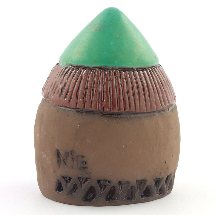 Ninnie Forsgren (1960s) Rounded Viking with Green Helmet 10 cm 