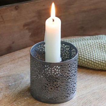 Zinkfärgad Ljusstake med Mönster 