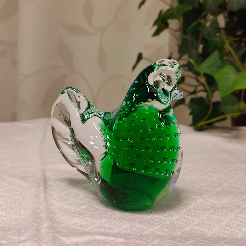 Grön fågel i glas från Mantorp