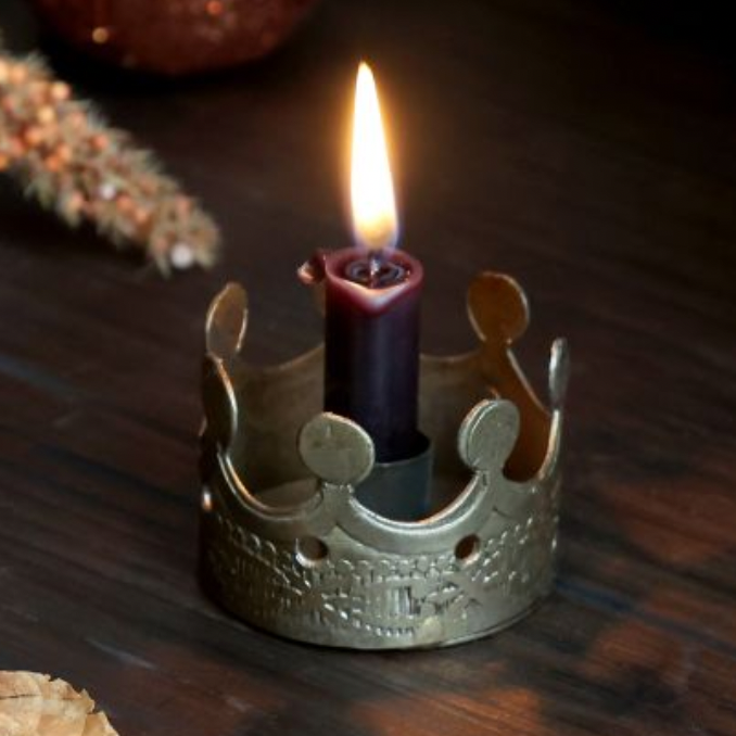 Mässingsfärgad Ljusstake Krona för Smala Ljus