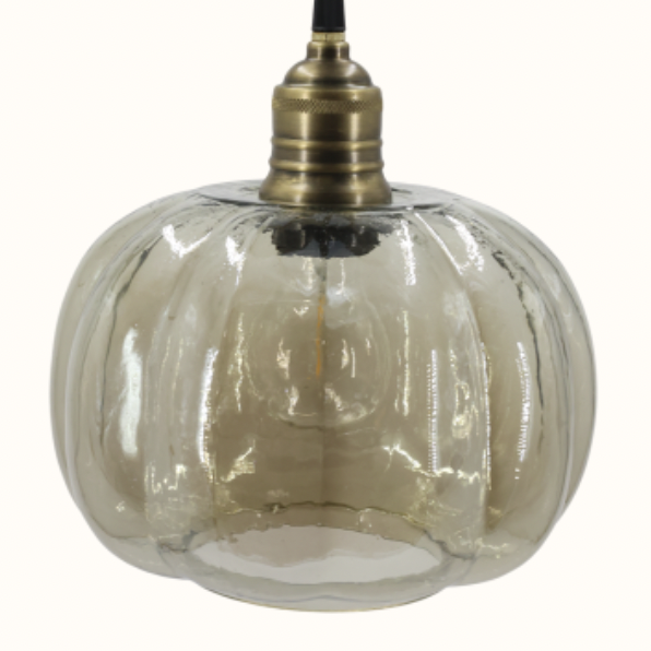 Taklampa Med Mässingtopp Rökfärgad - 3