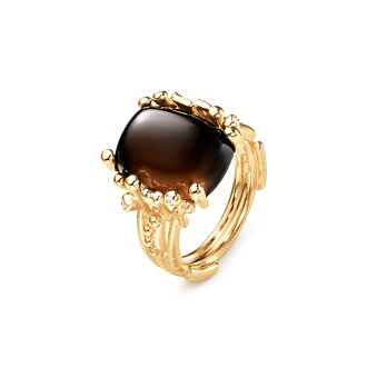 BoHo Ring Medium 18k med Rökkvarts
