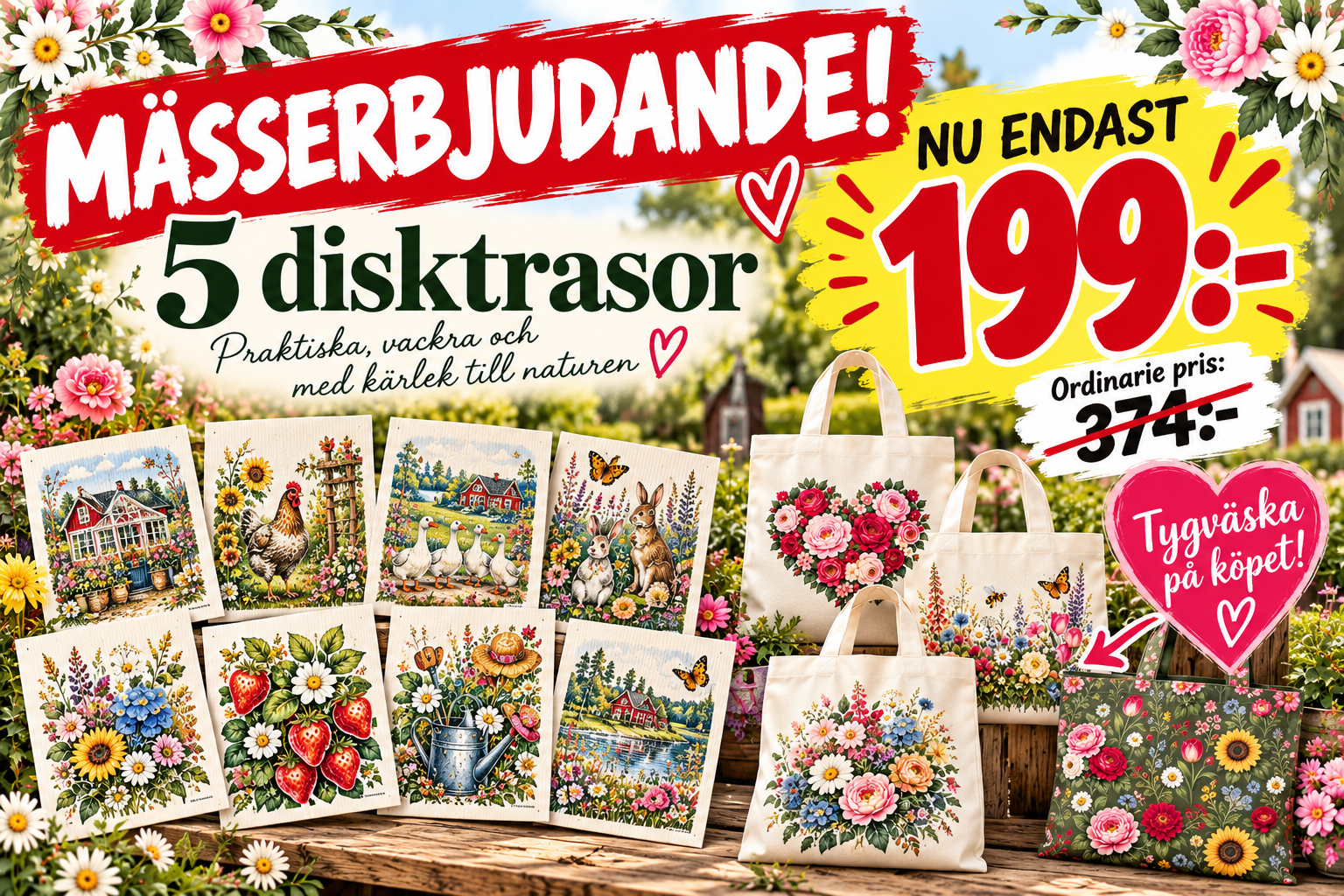 Erbjudande – 5 disktrasor + valfri canvasväska – 199 kr Värde 374 kr!