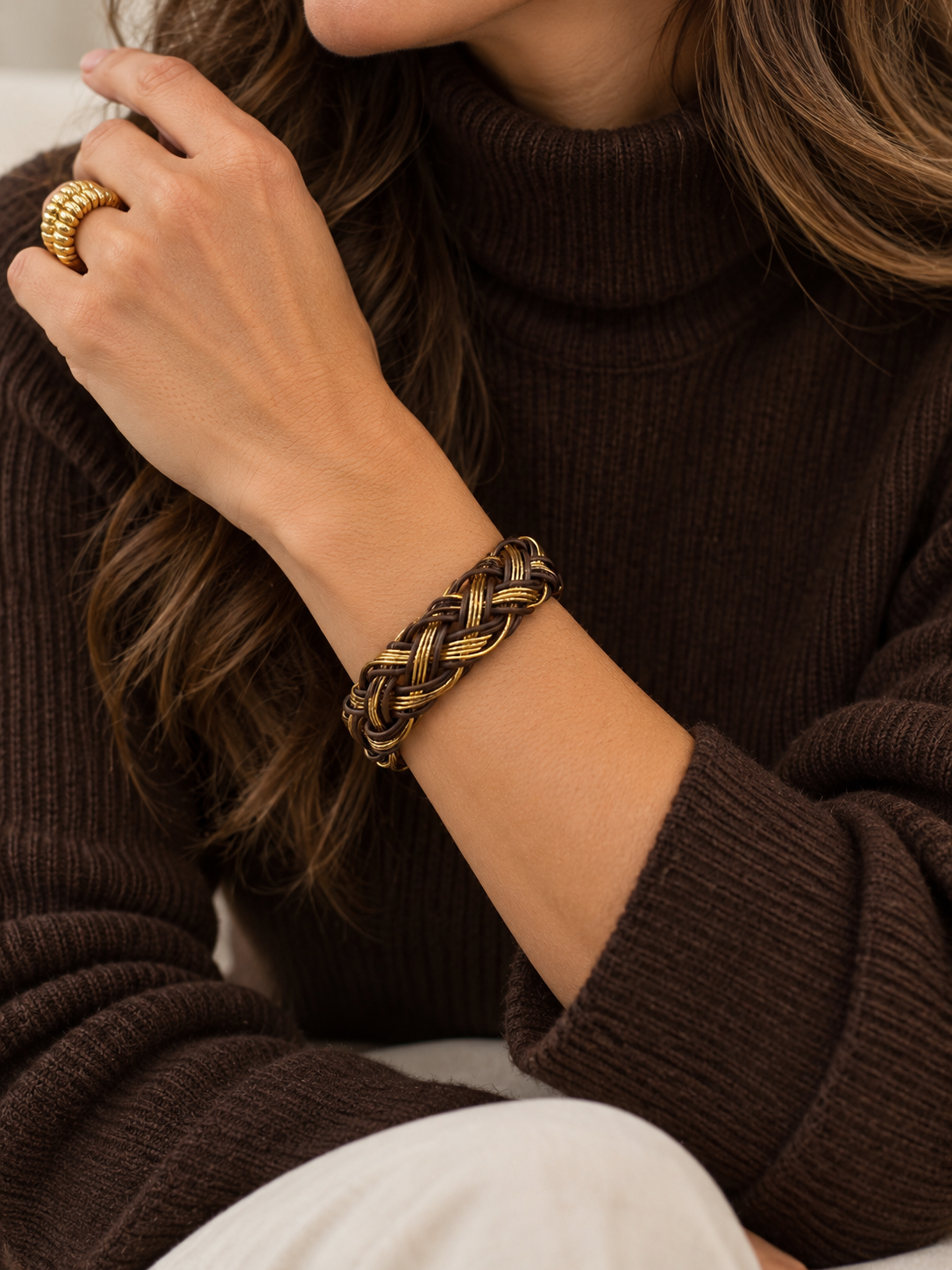 Fileo Gold Bangle Naturläder