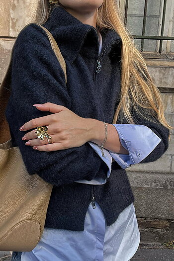 Mos Mosh - MMHulda Knit Zip Cardigan Salute Navy