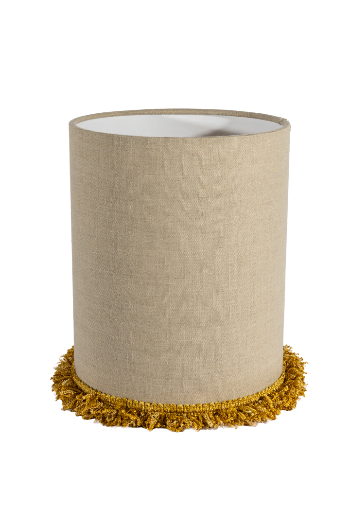 Lampskärm Cylinder D21,5 lin frans senapsgul