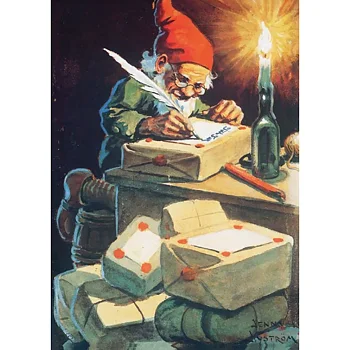 Postcard Tomten skriver