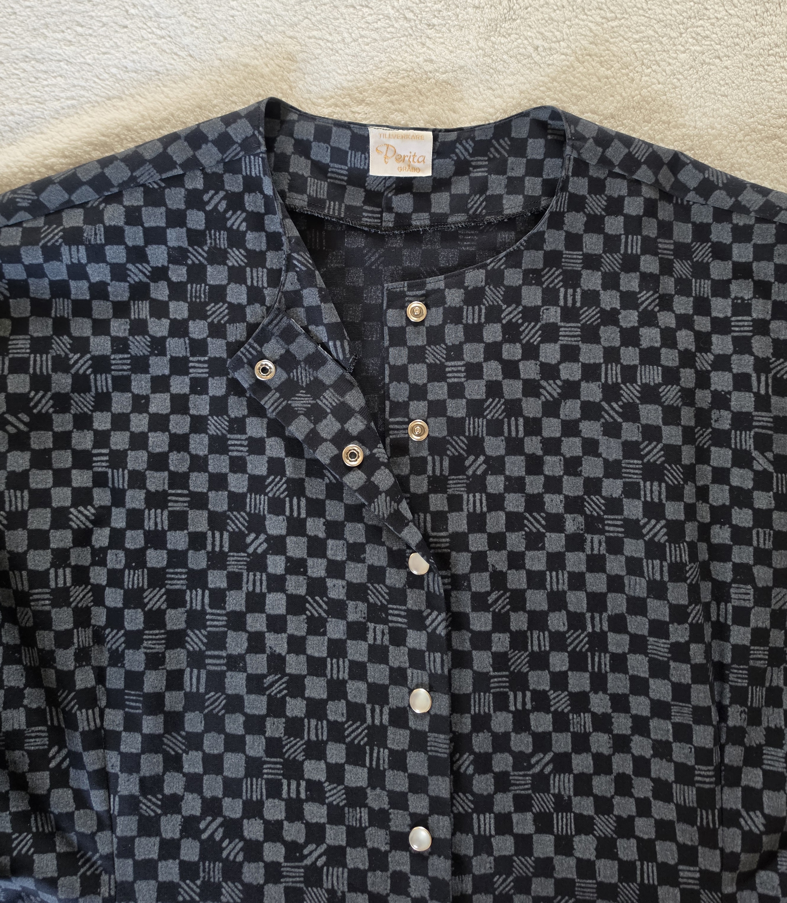 Perita Gråbo klänning i bomull ca storlek M-L, Secondhand Vintage - 5