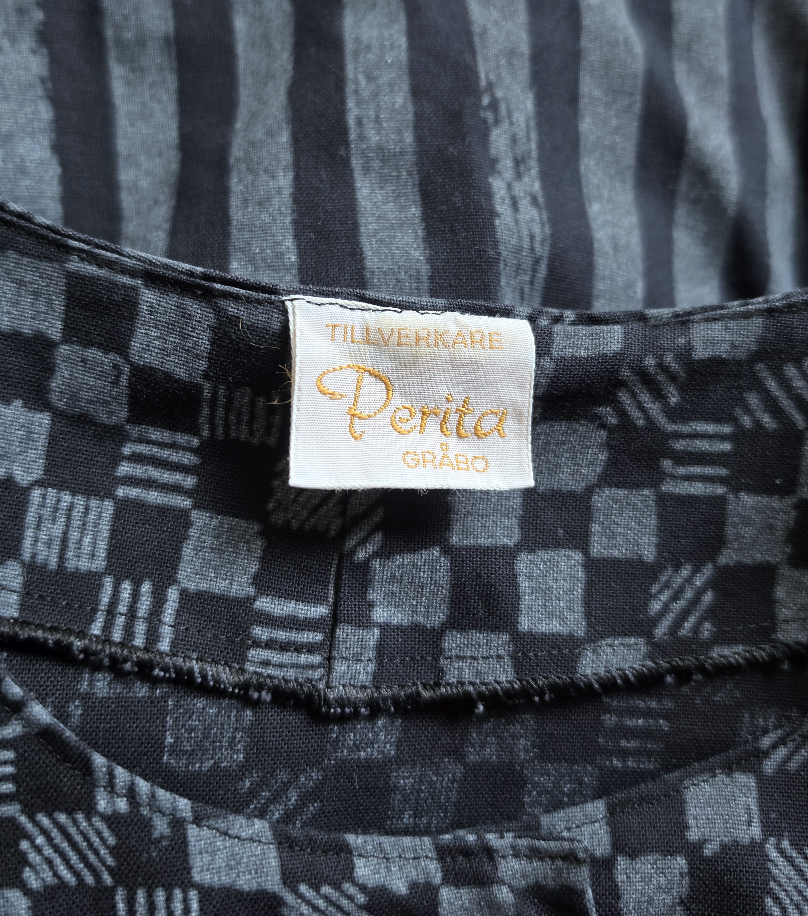 Perita Gråbo klänning i bomull ca storlek M-L, Secondhand Vintage - 3