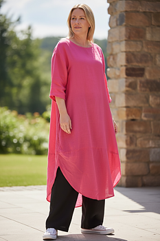 Andrea - Linneklänning - Cerise