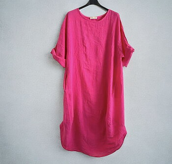 Andrea - Linneklänning - Cerise