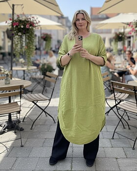 Andrea - Linneklänning - Äppelgrön