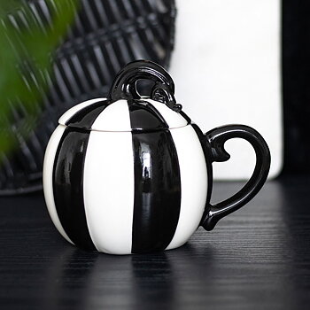 Svartvit Pumpa med lock - mugg