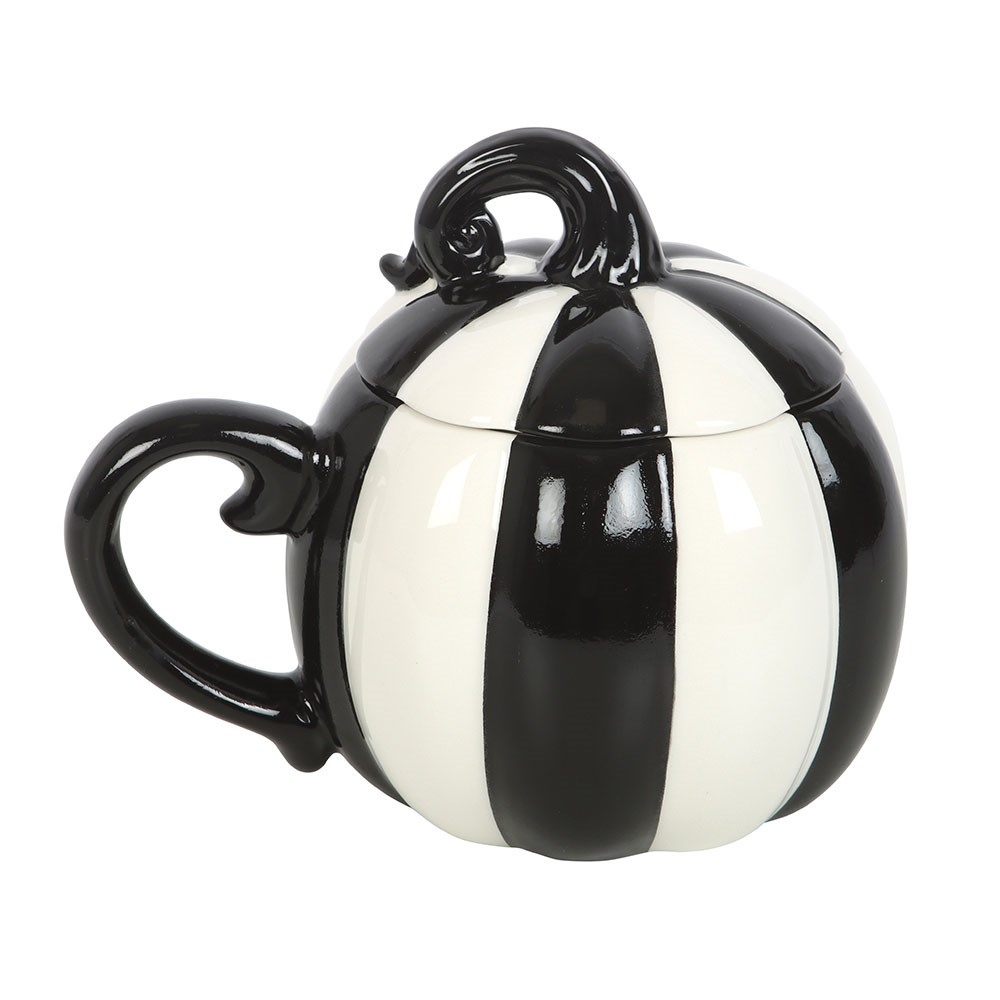 Svartvit Pumpa med lock - mugg - 2