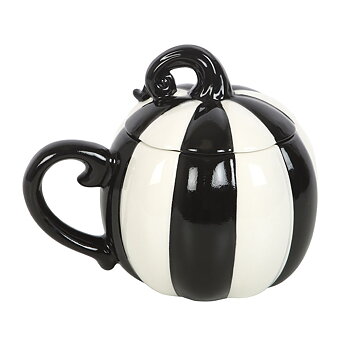 Svartvit Pumpa med lock - mugg
