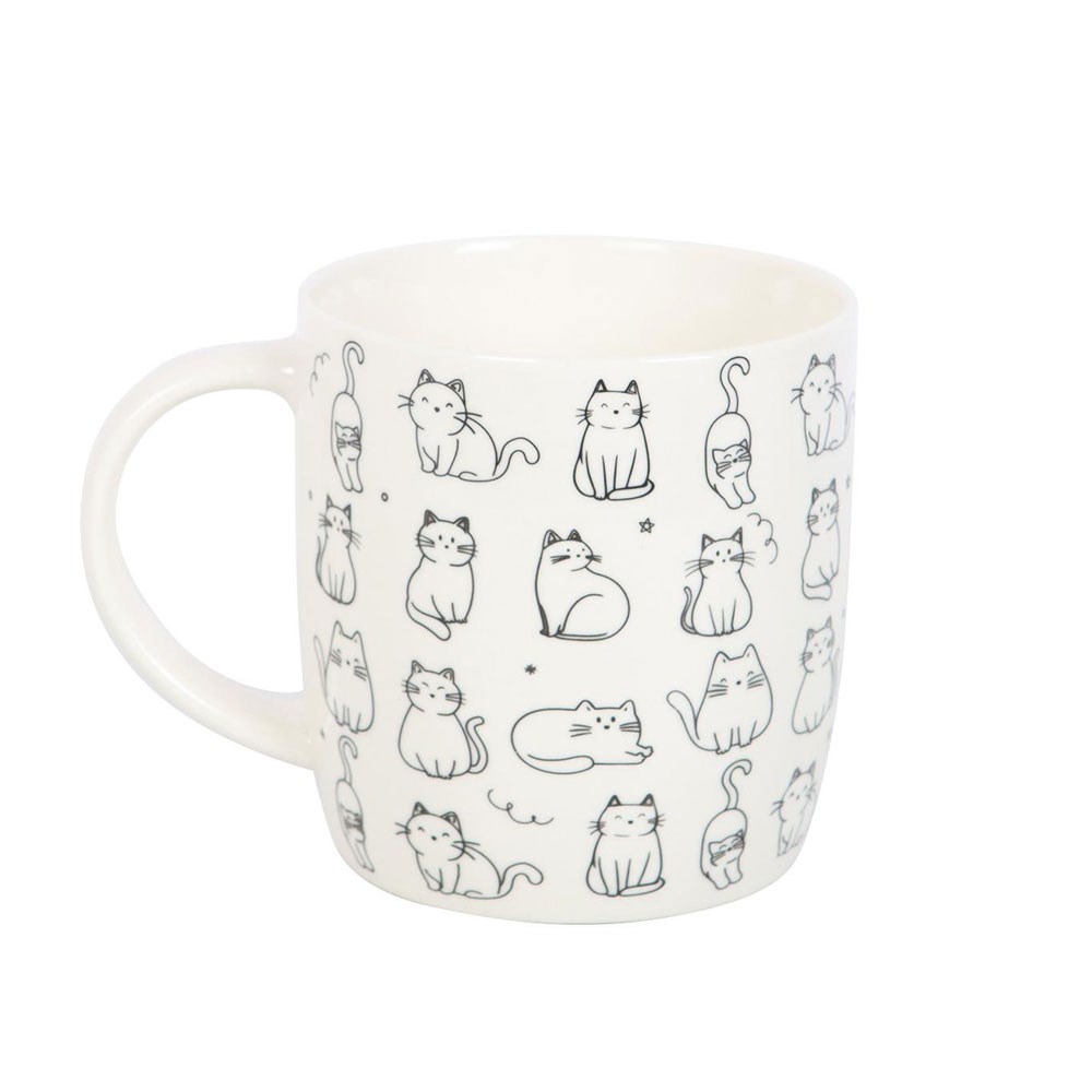 White happy cat - mugg - 2