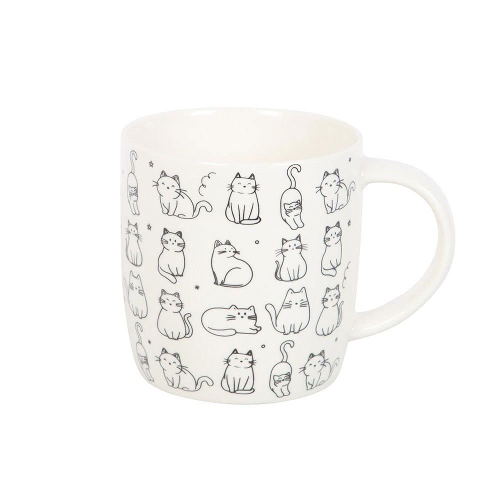 White happy cat - mugg - 3