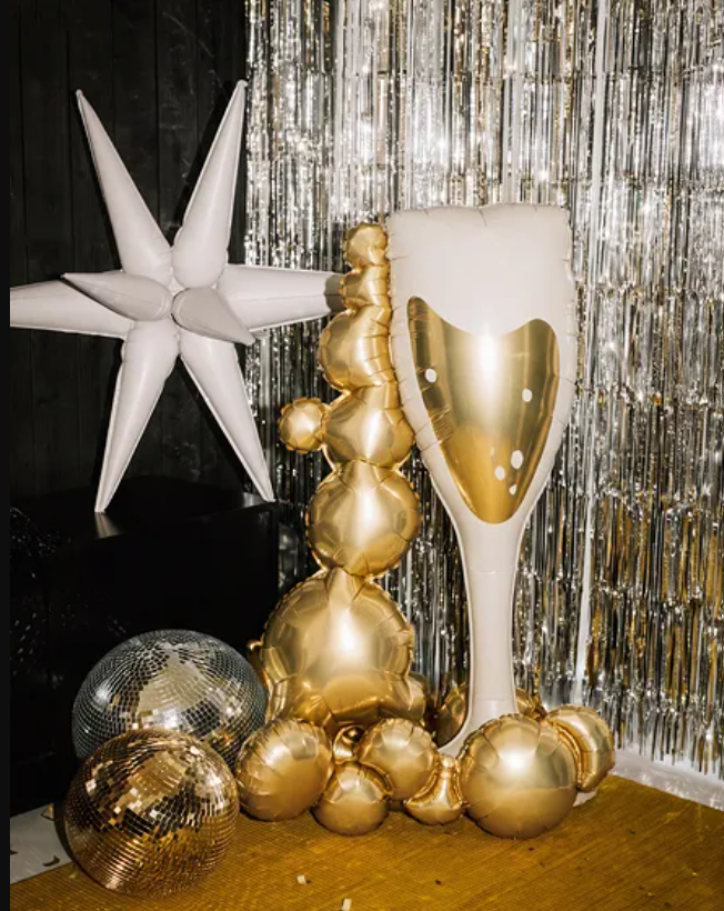 Folieballong självstående - Champagneflaska med bubblor - 2