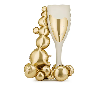 Folieballong självstående - Champagneflaska med bubblor