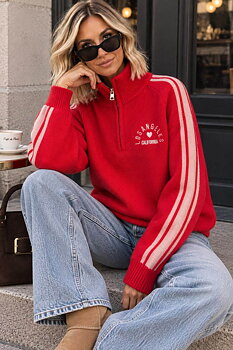 Zip sweater red