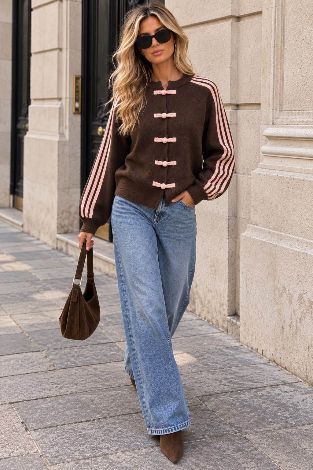 Cardigan brown/pink
