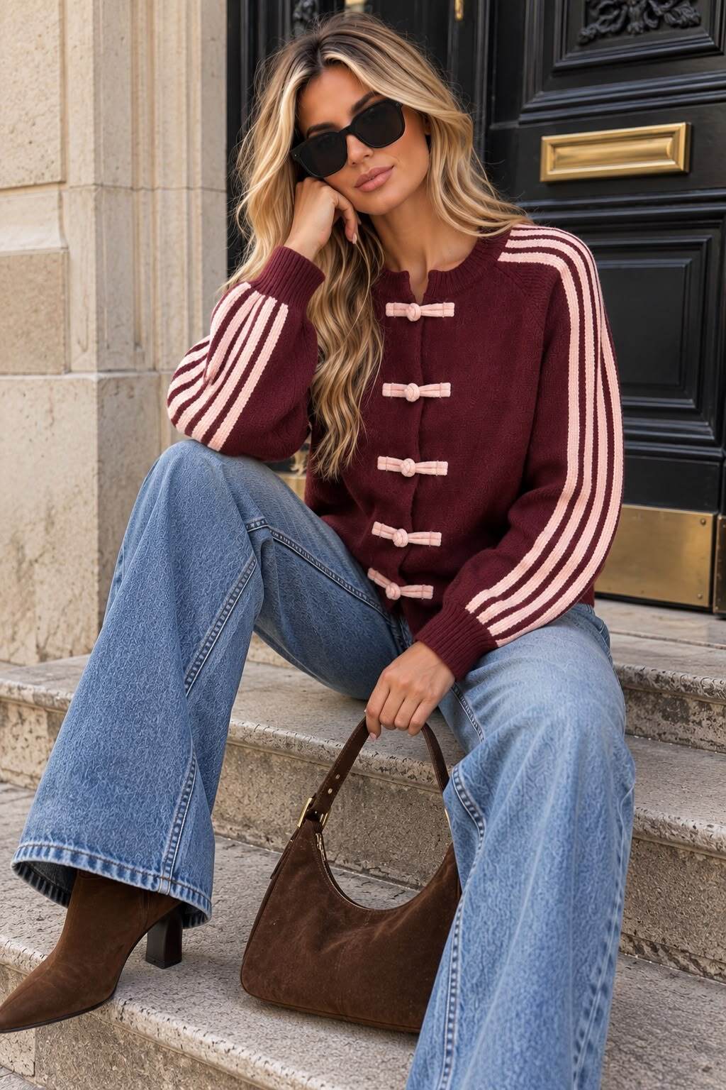 Cardigan burgundy/pink