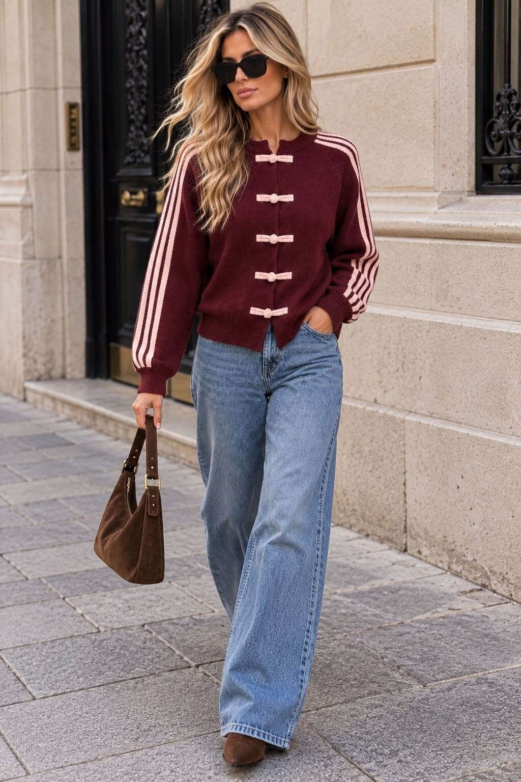 Cardigan burgundy/pink - 4