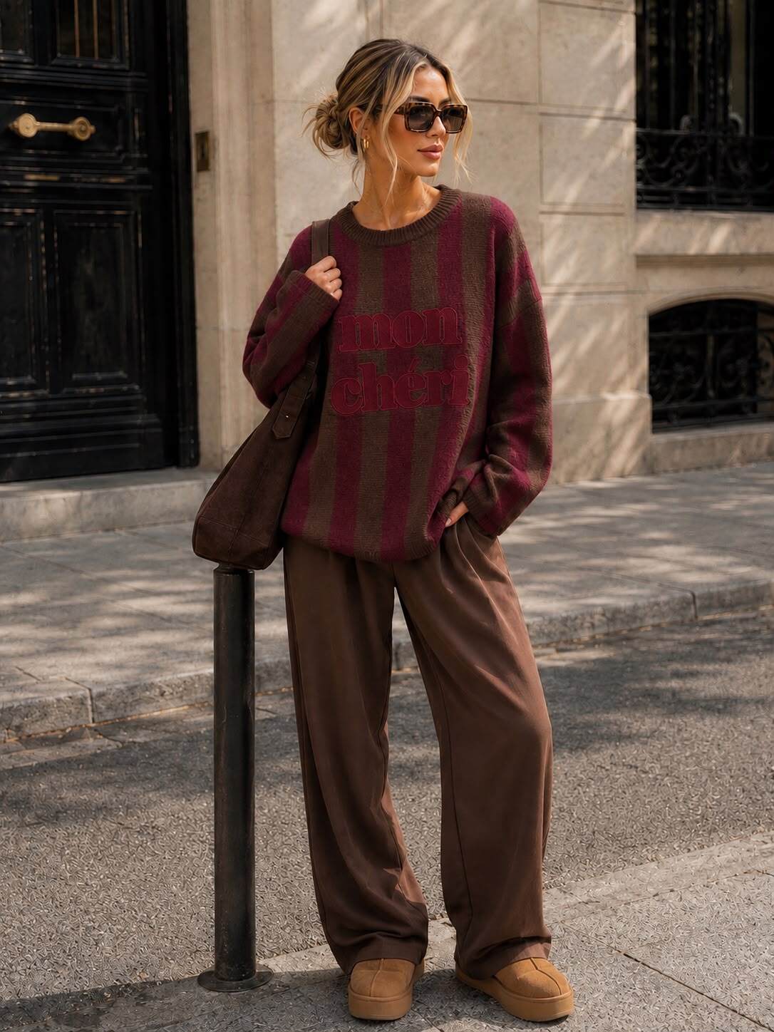 Knit sweater Mon Cheri burgundy - 2