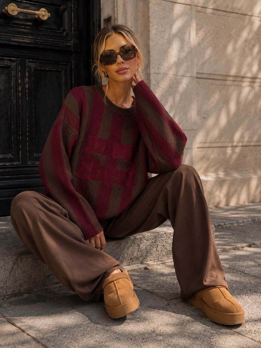 Knit sweater Mon Cheri burgundy