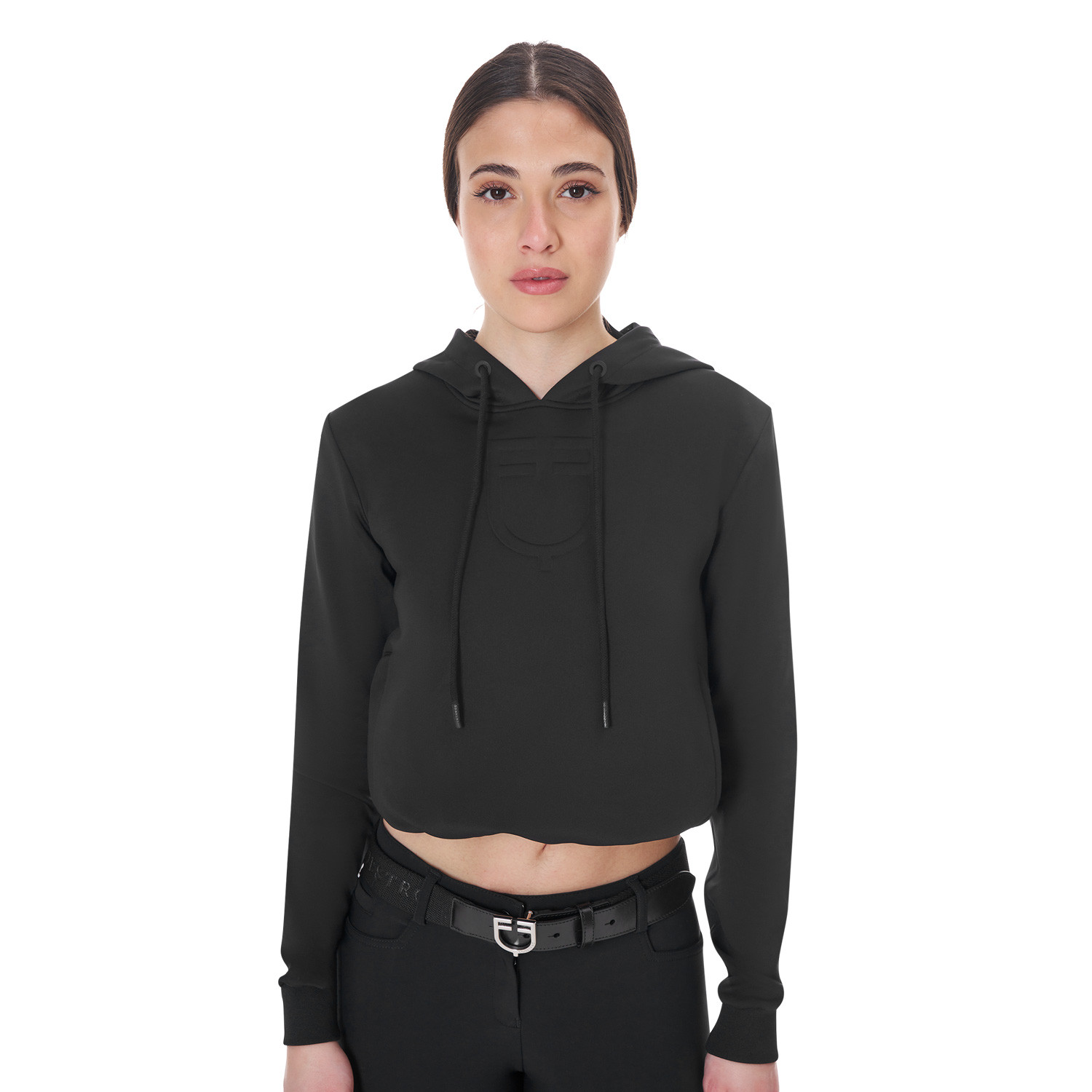 Equestro Cut out Hoodie Svart