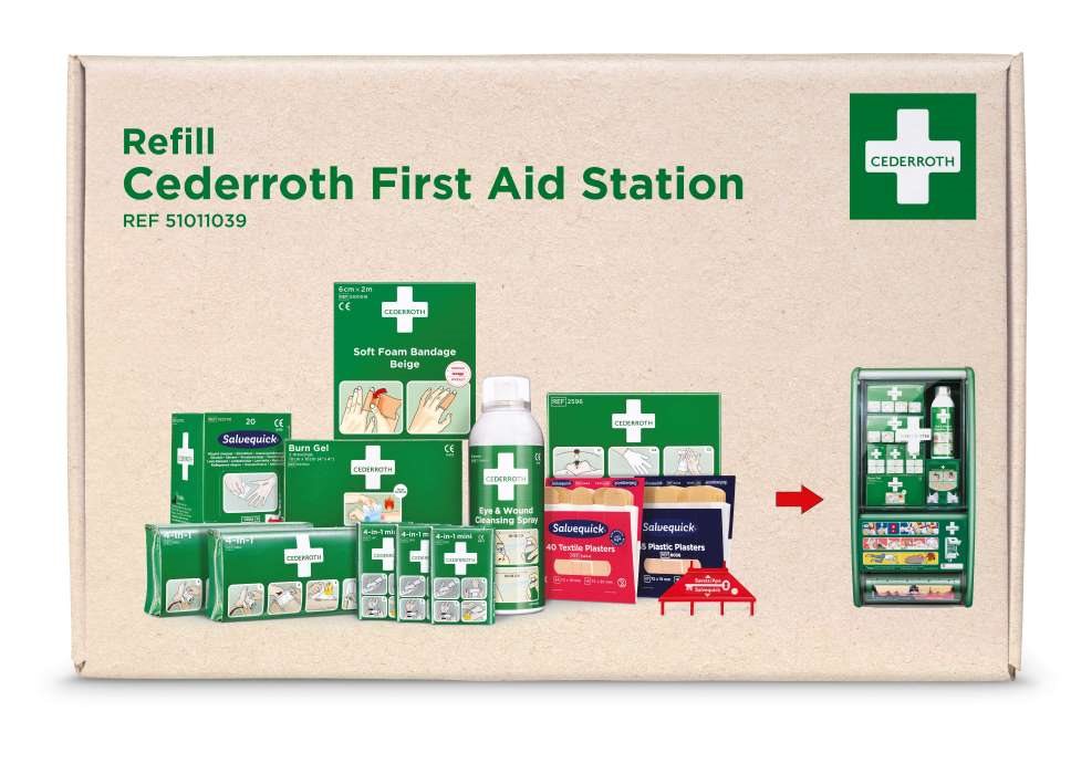 Komplett refill Cederroth Första hjälpen-station