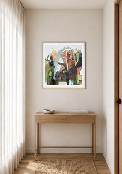 "Layered geometry”. AKRYLTAVLA MÅLAD AV MARIA C BERNHARDSSON/ MC, ORGINAL