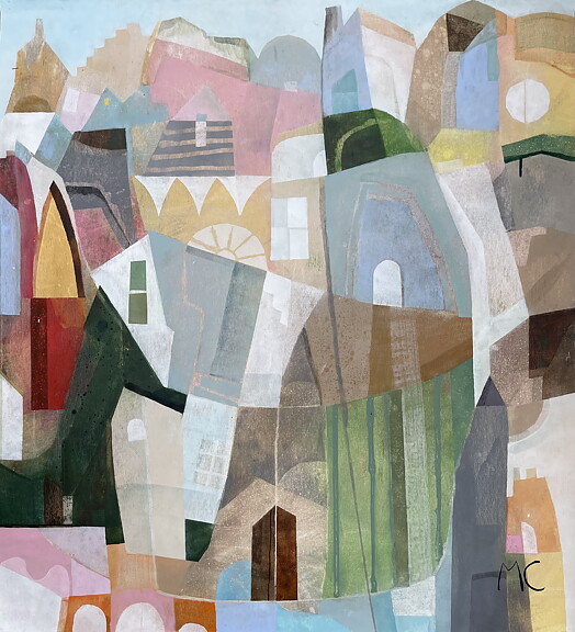 "Urban patchwork”. AKRYLTAVLA MÅLAD AV MARIA C BERNHARDSSON/ MC, ORGINAL