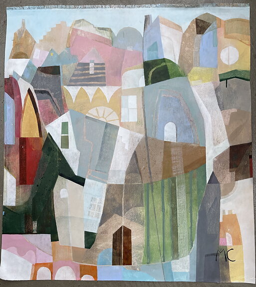 "Urban patchwork”. AKRYLTAVLA MÅLAD AV MARIA C BERNHARDSSON/ MC, ORGINAL
