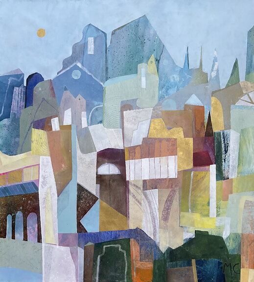 "Italy, Italian village”,  AKRYLTAVLA MÅLAD AV MARIA C BERNHARDSSON/ MC, ORGINAL