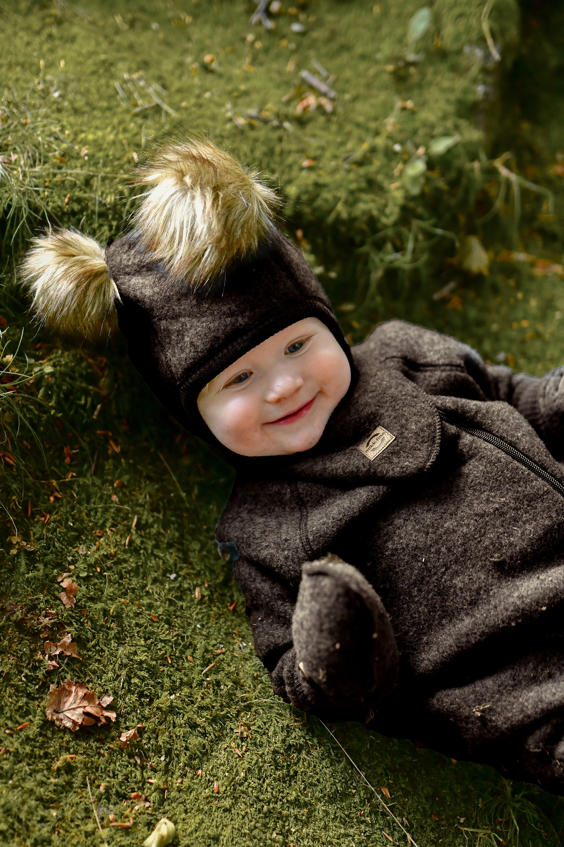 Wool Baby Suit Dark Brown Melange - 6