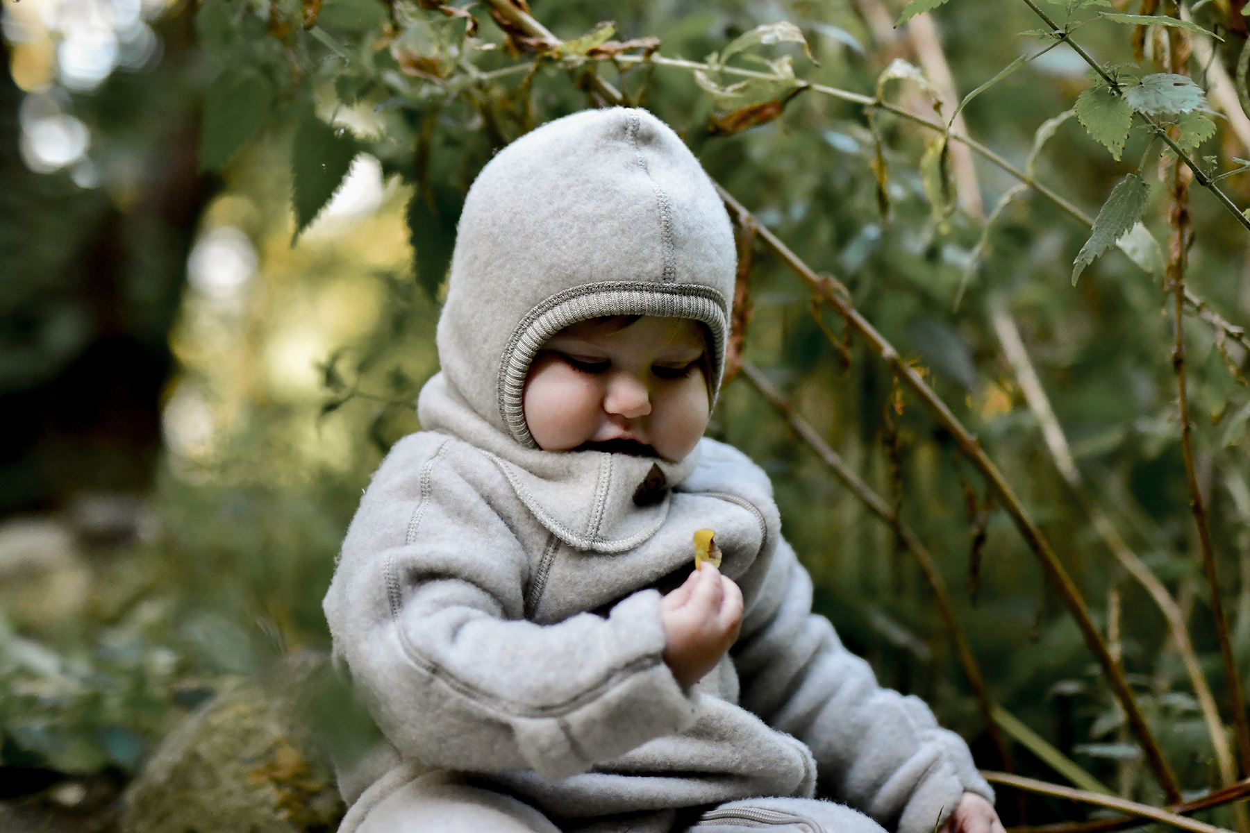 Wool Baby Suit Melange Offwhite - 6