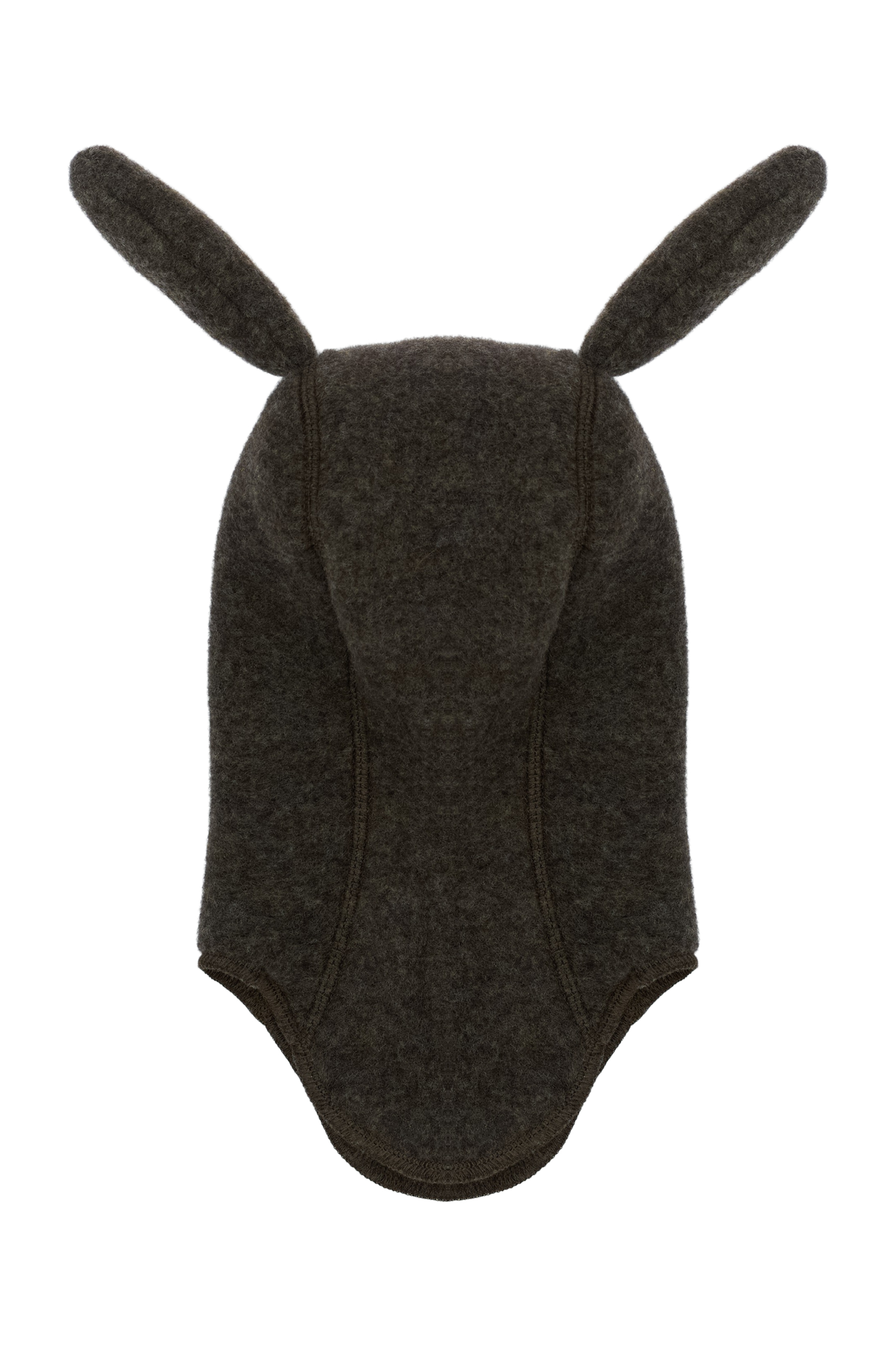 Wool Fullface w Bunny Ears Dark Brown Melange - 2