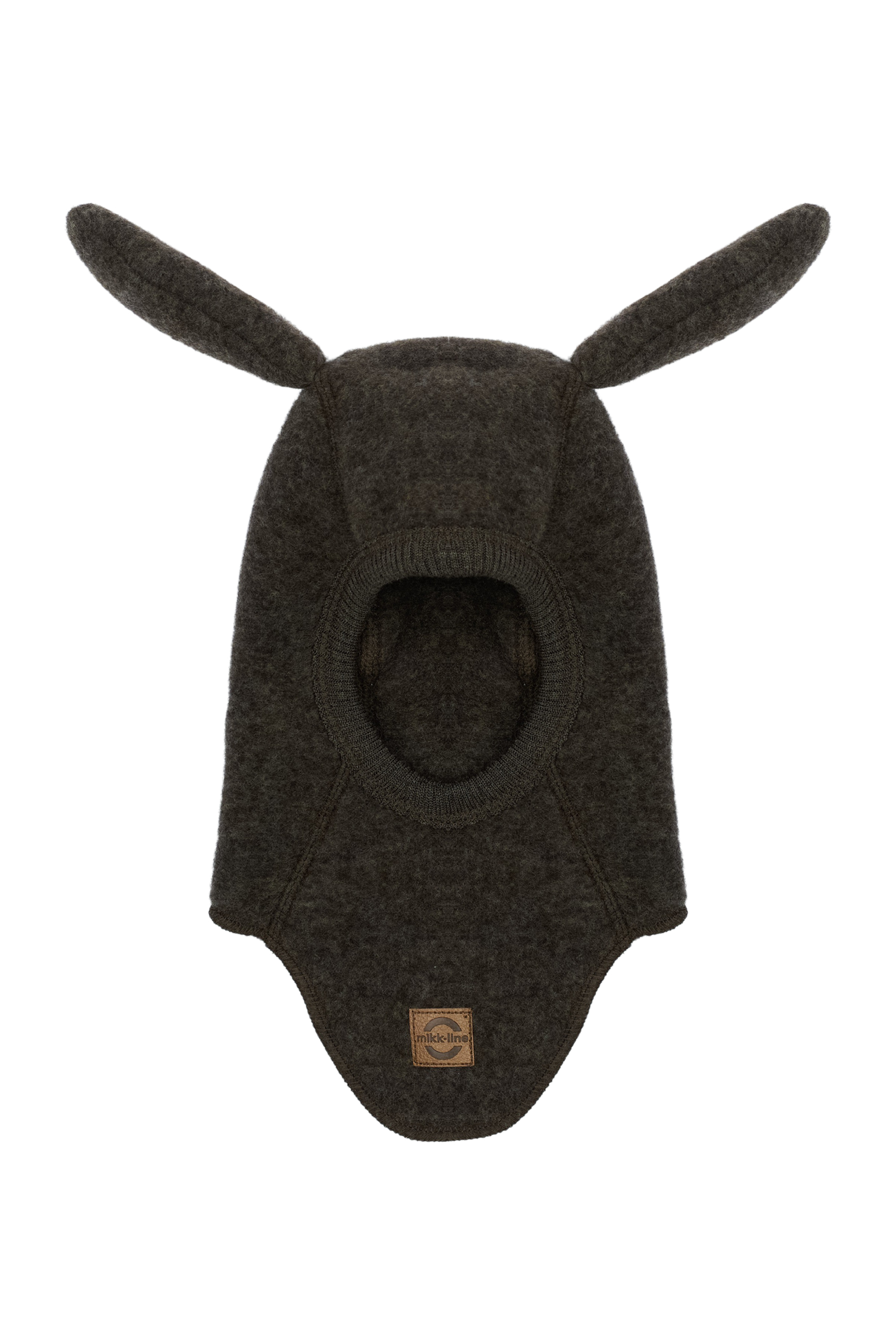 Wool Fullface w Bunny Ears Dark Brown Melange