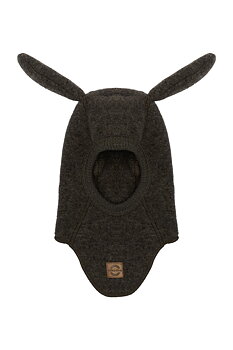 Wool Fullface w Bunny Ears Dark Brown Melange