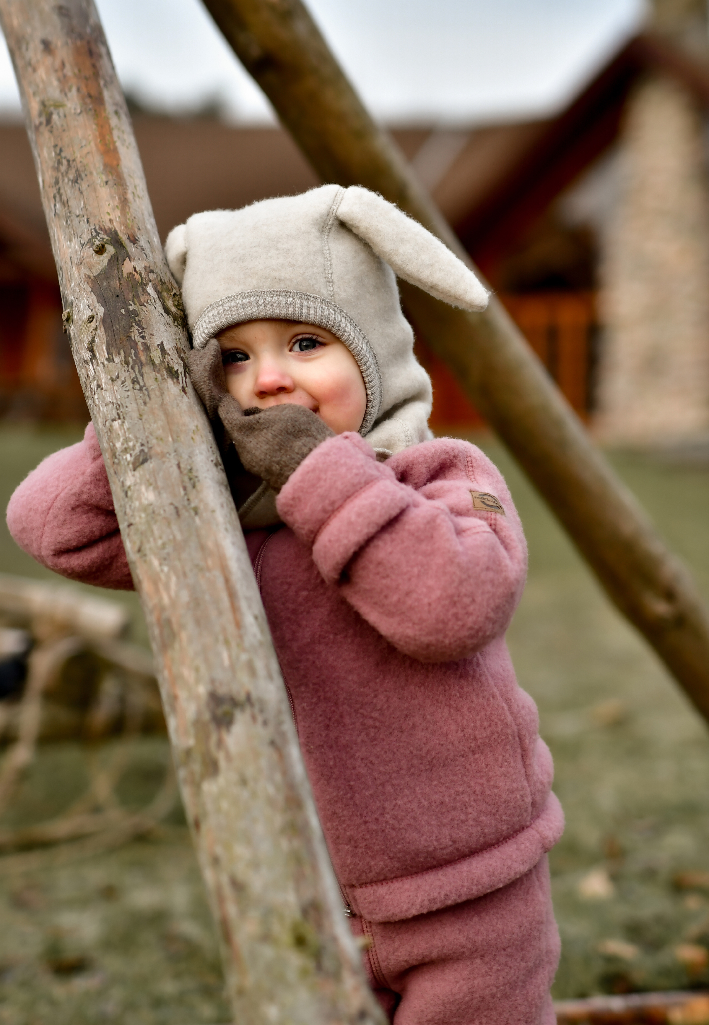 Wool Fullface w Bunny Ears Melange Offwhite - 4