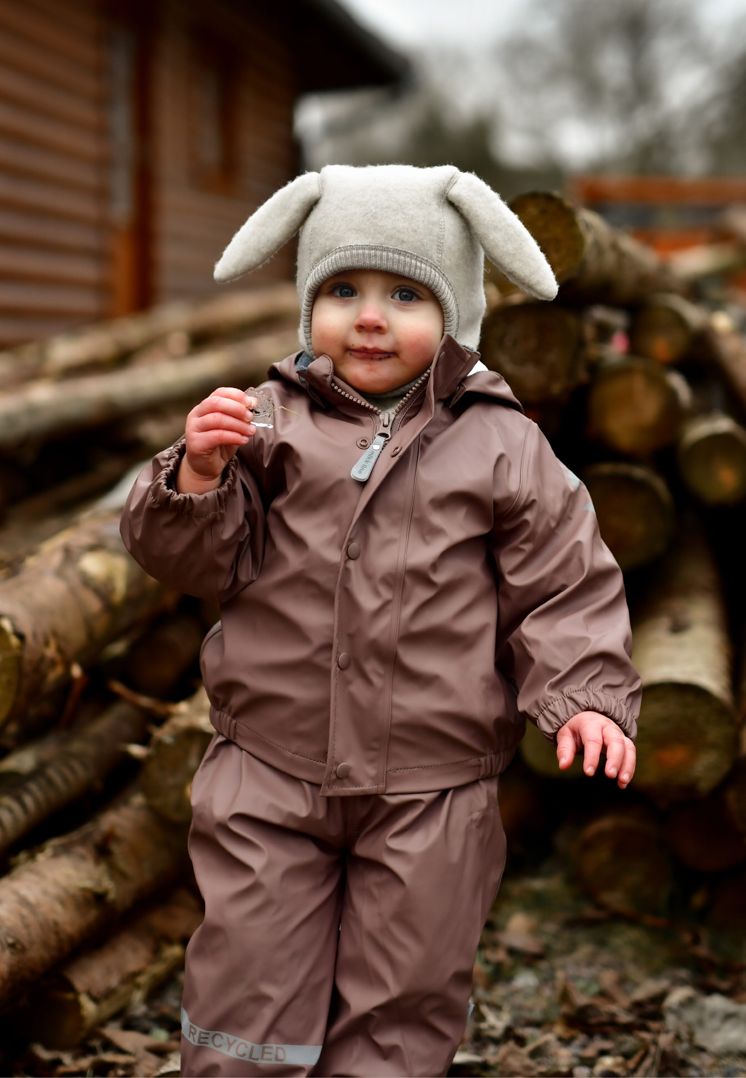 Wool Fullface w Bunny Ears Melange Offwhite - 6