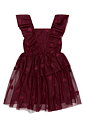 TNVohanna SL Mesh Dress Burgundy EMB TN