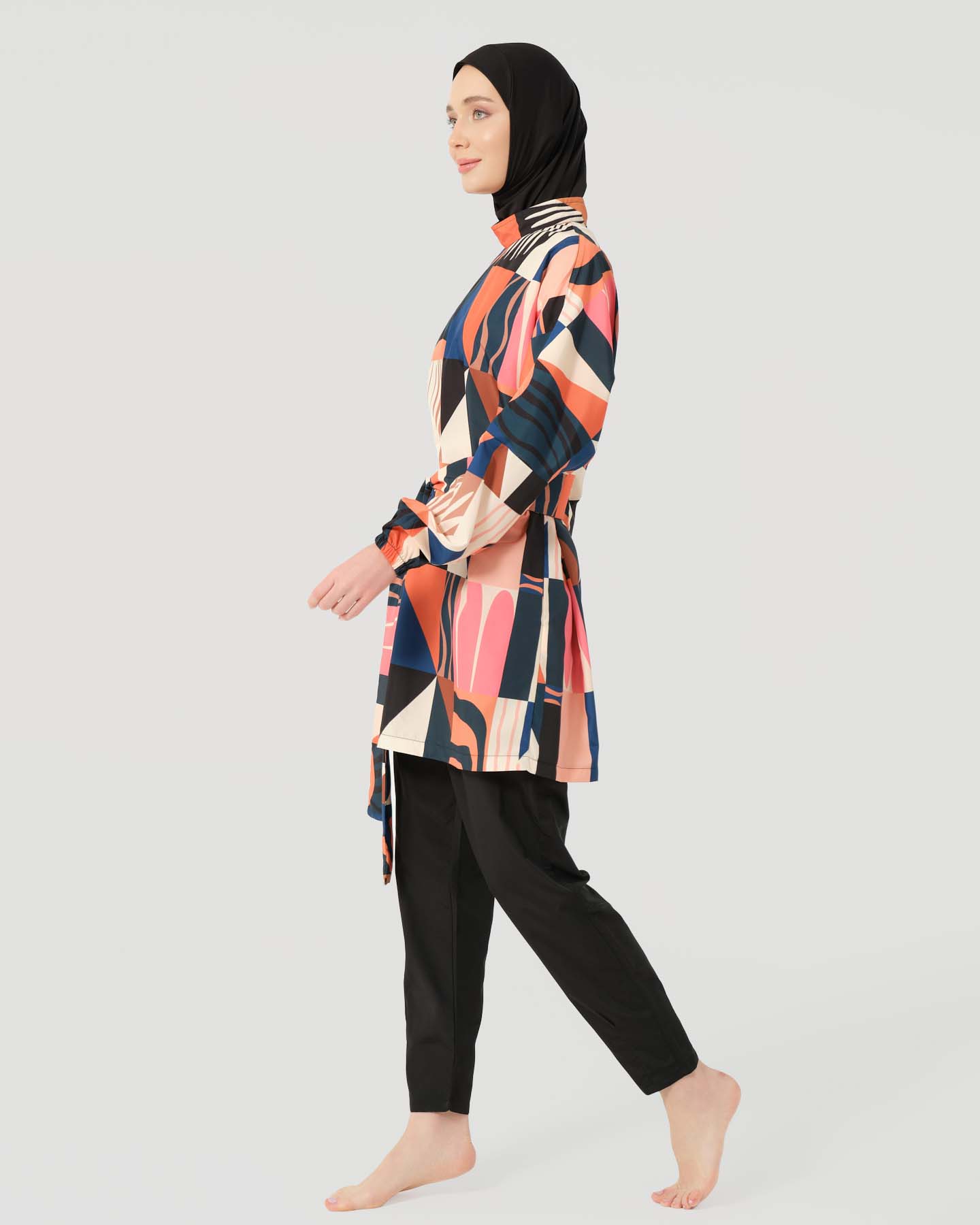 Muslim Swimsuit with hijab - Orange - 3